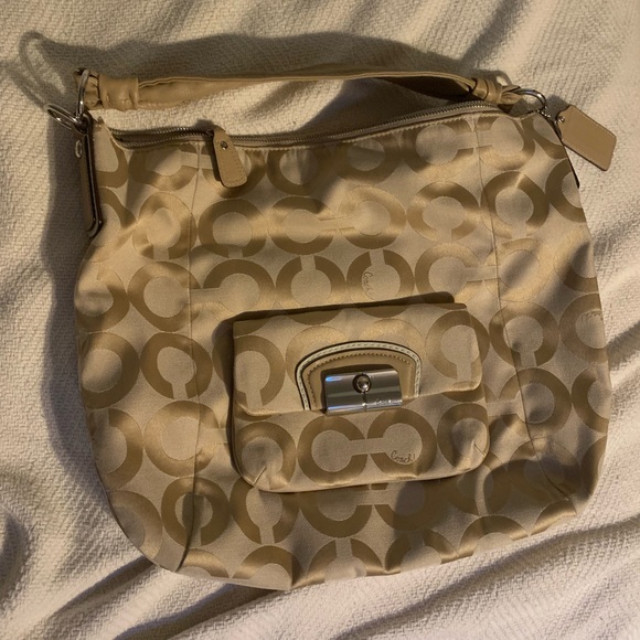Coach | Bags | Coach Tan Patterned Shoulder Bag | Poshmark